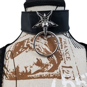 Killstar Brimstone Faux Leather Choker Womens Black Pentagram O-Ring Gothic Punk